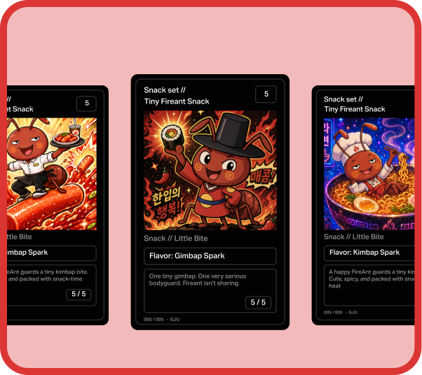 Fanned Gochujang game cards